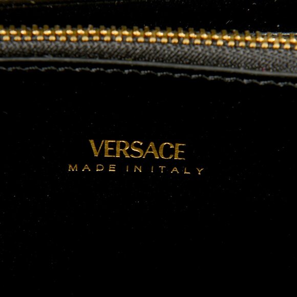 Versace Women's 100% Leather Croc Print Gold Medusa Head Zip Around Wallet - Picture 5 of 6